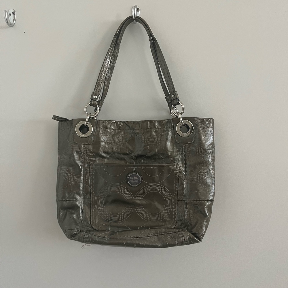 Coach Metallic Gray Shoulder Bag